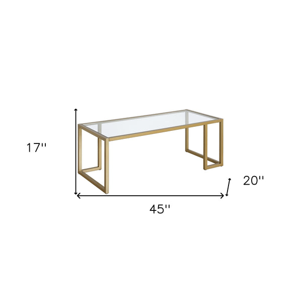 Homeroots 45" Gold Glass And Steel Coffee Table   520989