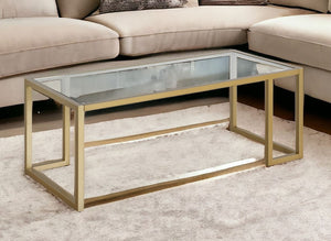 Homeroots 45" Gold Glass And Steel Coffee Table   520989