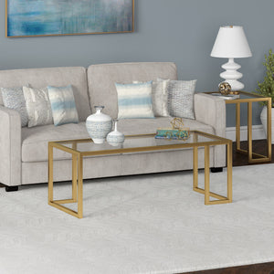 Homeroots 45" Gold Glass And Steel Coffee Table   520989