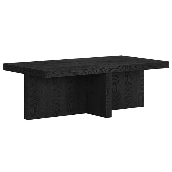 Homeroots 44" Black Faux Wood Grain Wide Coffee Table   520993