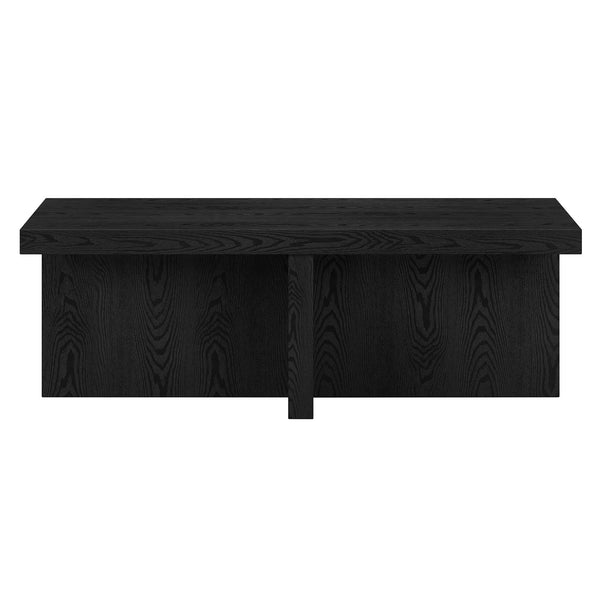 Homeroots 44" Black Faux Wood Grain Wide Coffee Table   520993