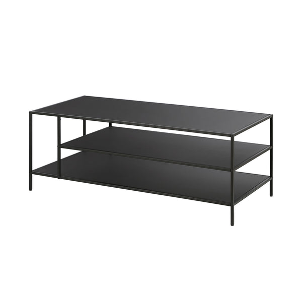 Homeroots 46" Black Steel Coffee Table With Two Shelves   520995