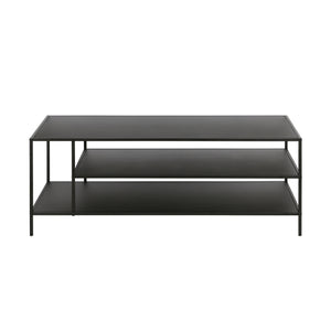Homeroots 46" Black Steel Coffee Table With Two Shelves   520995