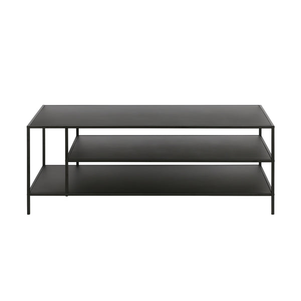 Homeroots 46" Black Steel Coffee Table With Two Shelves   520995