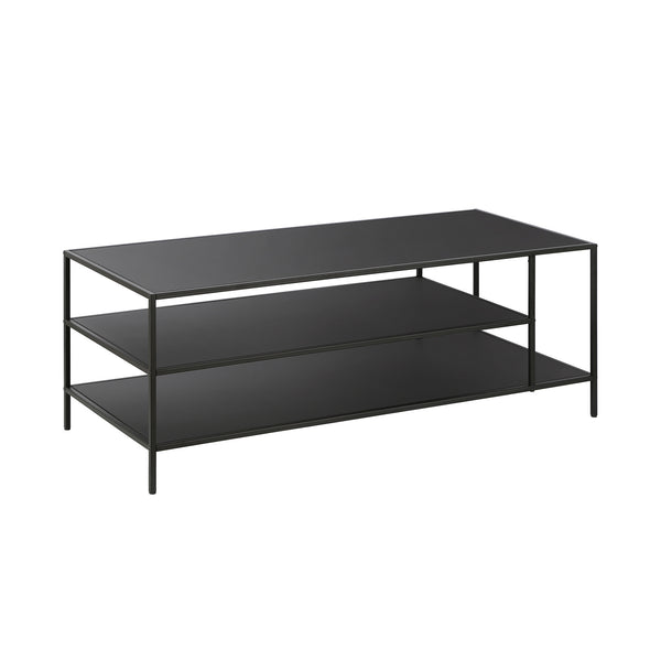 Homeroots 46" Black Steel Coffee Table With Two Shelves   520995