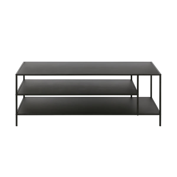 Homeroots 46" Black Steel Coffee Table With Two Shelves   520995
