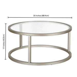 Homeroots 35" Silver Glass And Steel Round Coffee Table   520996