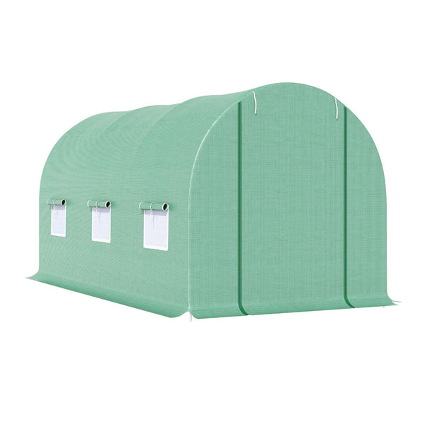 English Elm Outsunny Walk-in Tunnel Greenhouse with Galvanized Frame and Six Mesh Vent Windows W2225P200621