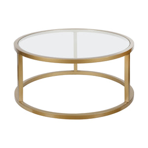 Homeroots 35" Gold Glass And Steel Round Coffee Table   520998