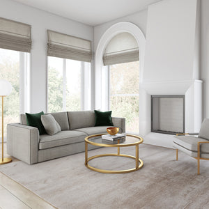 Homeroots 35" Gold Glass And Steel Round Coffee Table   520998