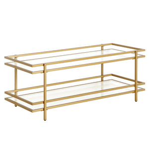 Homeroots 45" Gold Glass And Steel Coffee Table With Shelf   520999