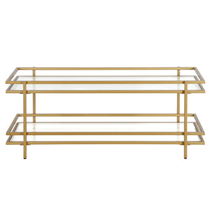 Homeroots 45" Gold Glass And Steel Coffee Table With Shelf   520999