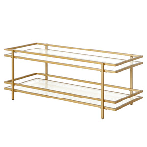 Homeroots 45" Gold Glass And Steel Coffee Table With Shelf   520999