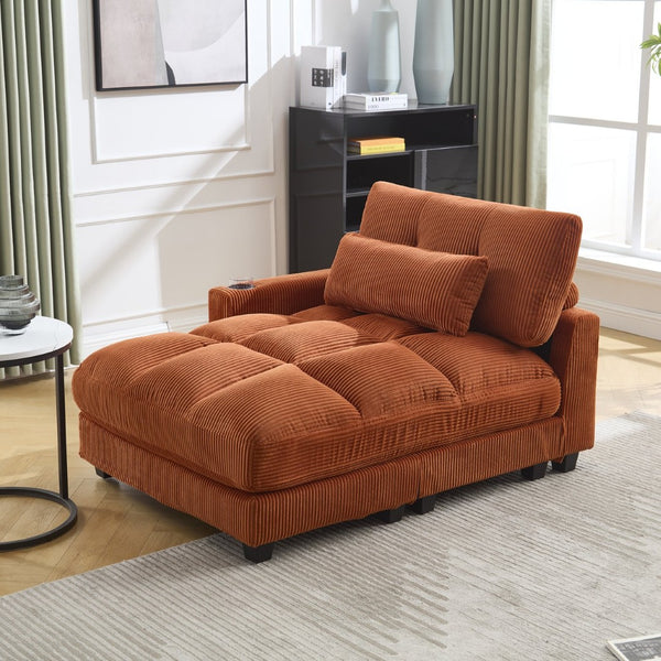 English Elm United Cozy Cloud Sleeper Sofa & Chaise Lounge Chair With Usb, Cup Holders & Adjustable Backrest W1568S00164-GIGA