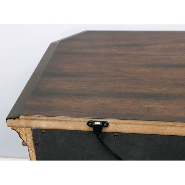 English Elm Wooden Nightstand With Hidden Drawer & Usb Port - Elegant Espresso Finish For Modern Bedrooms B016P251583-GIGA