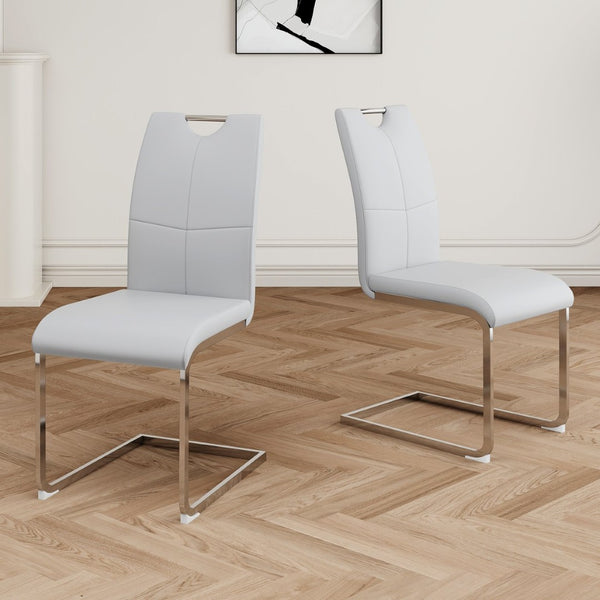 English Elm Modern Faux Leather Dining Side Chairs with Chrome Legs Ergonomic Set of 2 W210127282