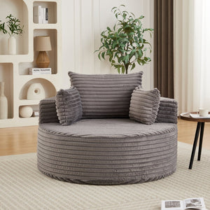 English Elm 50"l Corduroy Oversized Sleeper Chair with Neck Pillow Support for Lounge or Bedroom Grey W834P405864