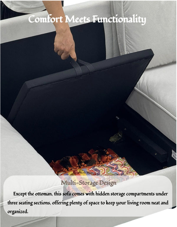 English Elm Fx-P20M-3S0-Cw Modern L-Shaped Sectional Sofa With Ottoman, Deep Comfort & Hidden Storage For Homes W576S00229