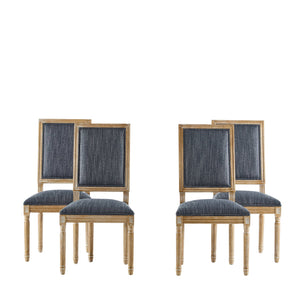 English Elm Christopher Knight Home® - [Set Of 4] French Country Dining Chairs - Elegant Upholstered Seats & Cane Backrest - Rustic Charm N767P263677H_4