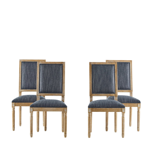 English Elm Christopher Knight Home® - [Set Of 4] French Country Dining Chairs - Elegant Upholstered Seats & Cane Backrest - Rustic Charm N767P263677H_4