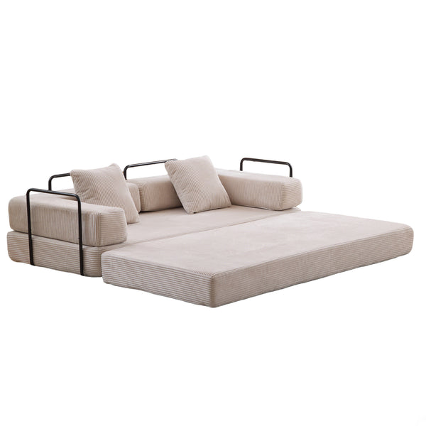 English Elm Floor Couch, Comfy Convertible Sofa Bed With Armrest, Corduroy Fabric, Perfect For Small Spaces! W3723P345007