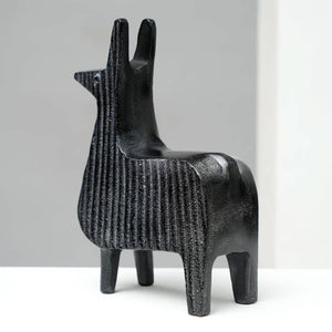 English Elm Black Ribbed Llama Sculpture - Whimsical Aluminum Table Decor For Modern Home & Office Accents B346P336931