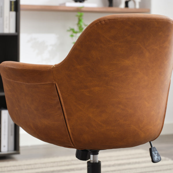 English Elm Mid-Century Minimalist Office Chair with 40° Recline, Adjustable Rebound, 320mm Wide Base, Ergonomic Design Brown W1143P173517