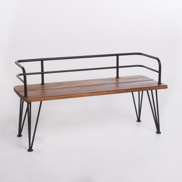 English Elm Christopher Knight Home® - ZION Rustic Teak Acacia Wood and Powder-Coated Iron Bench for Patio — Durable 50.5" Outdoor Seating 60390.00