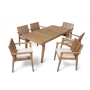 English Elm Christopher Knight Home® - Durable 7-Piece Acacia Wood Patio Dining Set With Heavy-Duty Cushions For Ultimate Outdoor Comfort N779P234497B-3_N779P234500B