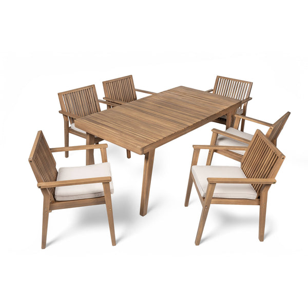 English Elm Christopher Knight Home® - Durable 7-Piece Acacia Wood Patio Dining Set With Heavy-Duty Cushions For Ultimate Outdoor Comfort N779P234497B-3_N779P234500B