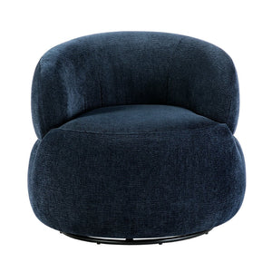 English Elm Modern Barrel Swivel Accent Chair Chenille Upholstery Plush Foam Seat Living Room Blue B011P474248