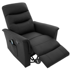 English Elm Manual Recliner Swivel Rocker Boucle Chair with 8-point Massage for Nursery or Living Room Black N763P363763B