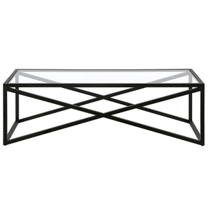 Homeroots 54" Black Glass And Steel Coffee Table   521001