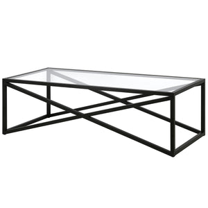 Homeroots 54" Black Glass And Steel Coffee Table   521001