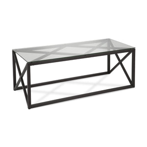 Homeroots 46" Black Glass And Steel Coffee Table   521004