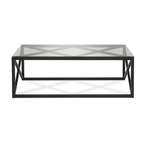 Homeroots 46" Black Glass And Steel Coffee Table   521004