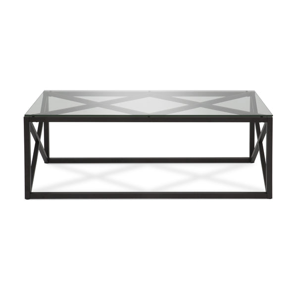 Homeroots 46" Black Glass And Steel Coffee Table   521004