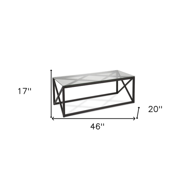 Homeroots 46" Black Glass And Steel Coffee Table   521004