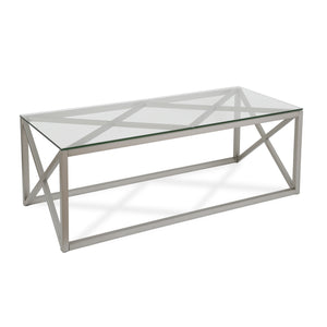 Homeroots 46" Silver Glass And Steel Coffee Table   521005