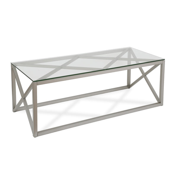 Homeroots 46" Silver Glass And Steel Coffee Table   521005