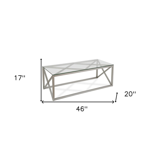 Homeroots 46" Silver Glass And Steel Coffee Table   521005