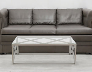 Homeroots 46" Silver Glass And Steel Coffee Table   521005