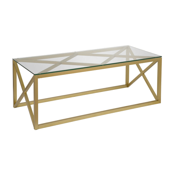 Homeroots 46" Gold Glass And Steel Coffee Table   521006
