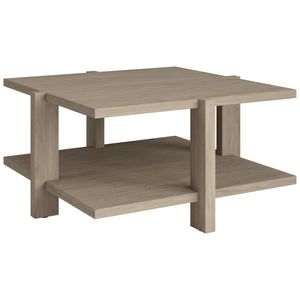 Homeroots 35" Gray Square Coffee Table With Shelf   521009