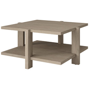 Homeroots 35" Gray Square Coffee Table With Shelf   521009