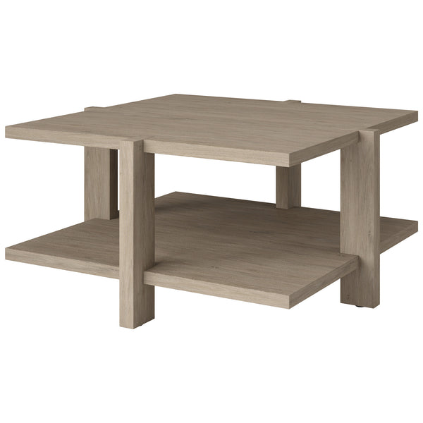 Homeroots 35" Gray Square Coffee Table With Shelf   521009