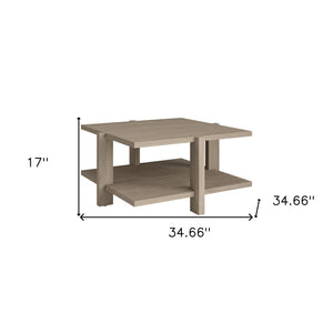 Homeroots 35" Gray Square Coffee Table With Shelf   521009