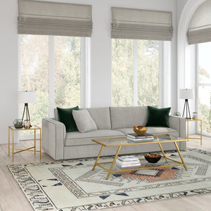 Homeroots 48" Gold Glass And Steel Coffee Table With Shelf   521014