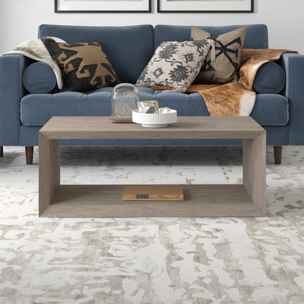 Homeroots 48" Gray Coffee Table With Shelf   521019