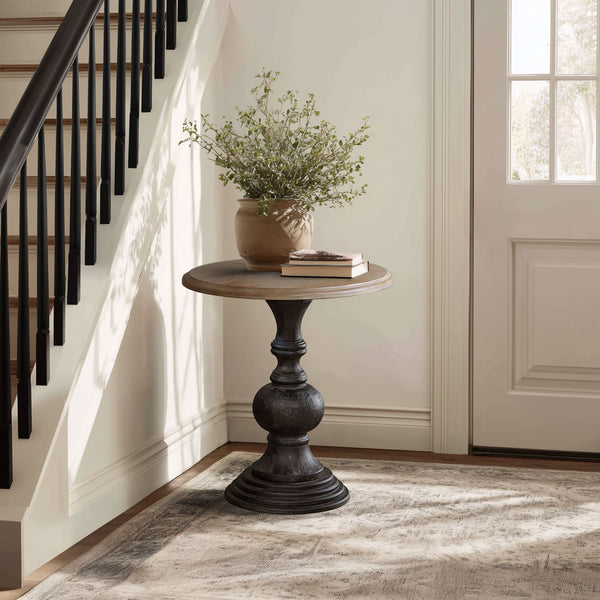 JLA Home Madison Park - Accent Table Madison Park Lexi — Hand-Carved Black Base, Reclaimed Walnut Top with Ash Veneer, Versatile Decor MP120-0427